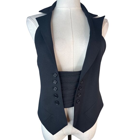 BCBGMAXAZRIA Black Halter Vest Medium Wool Blend Dry Clean Only - Picture 10 of 15